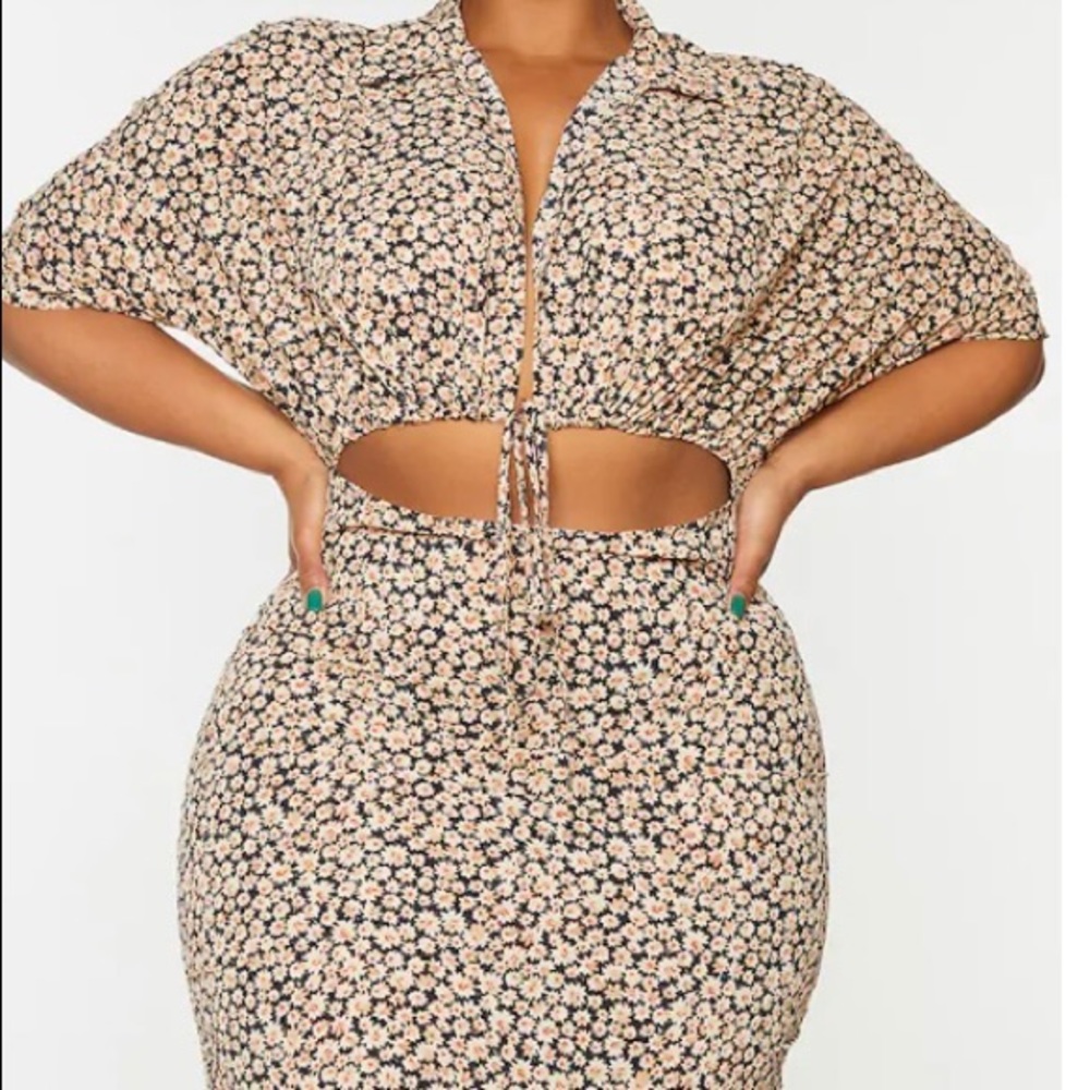Plus Size Cut Out Adjustable Ruched Dress